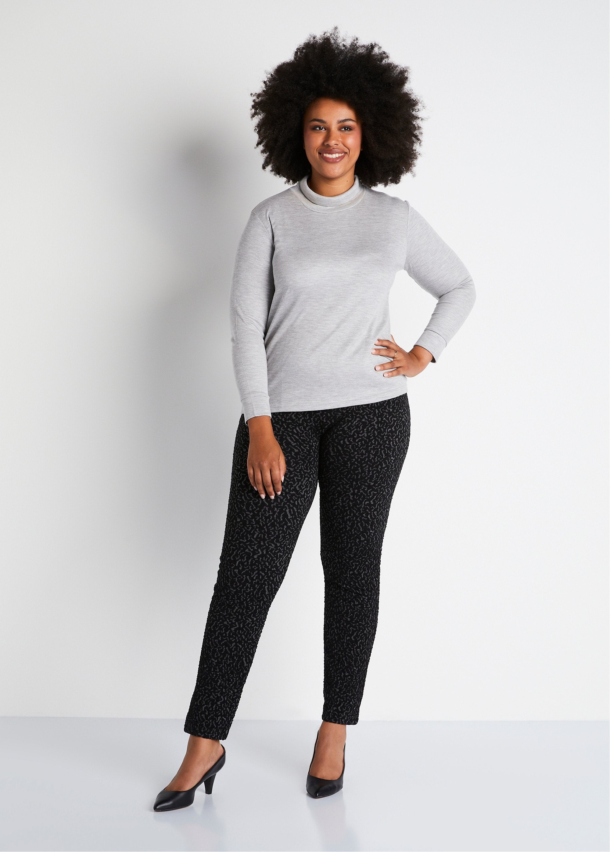 Plain_or_two-tone_stretchy_elasticated_waist_leggings_Gray_and_black_SF1_curvy