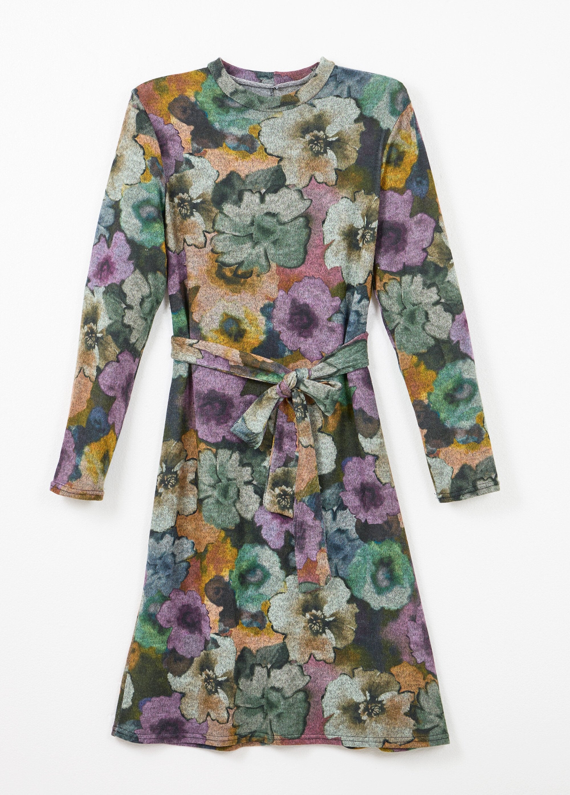 Belted_straight_printed_dress_with_high_neck_warm_knit_Gray_and_parma_AP1_slim