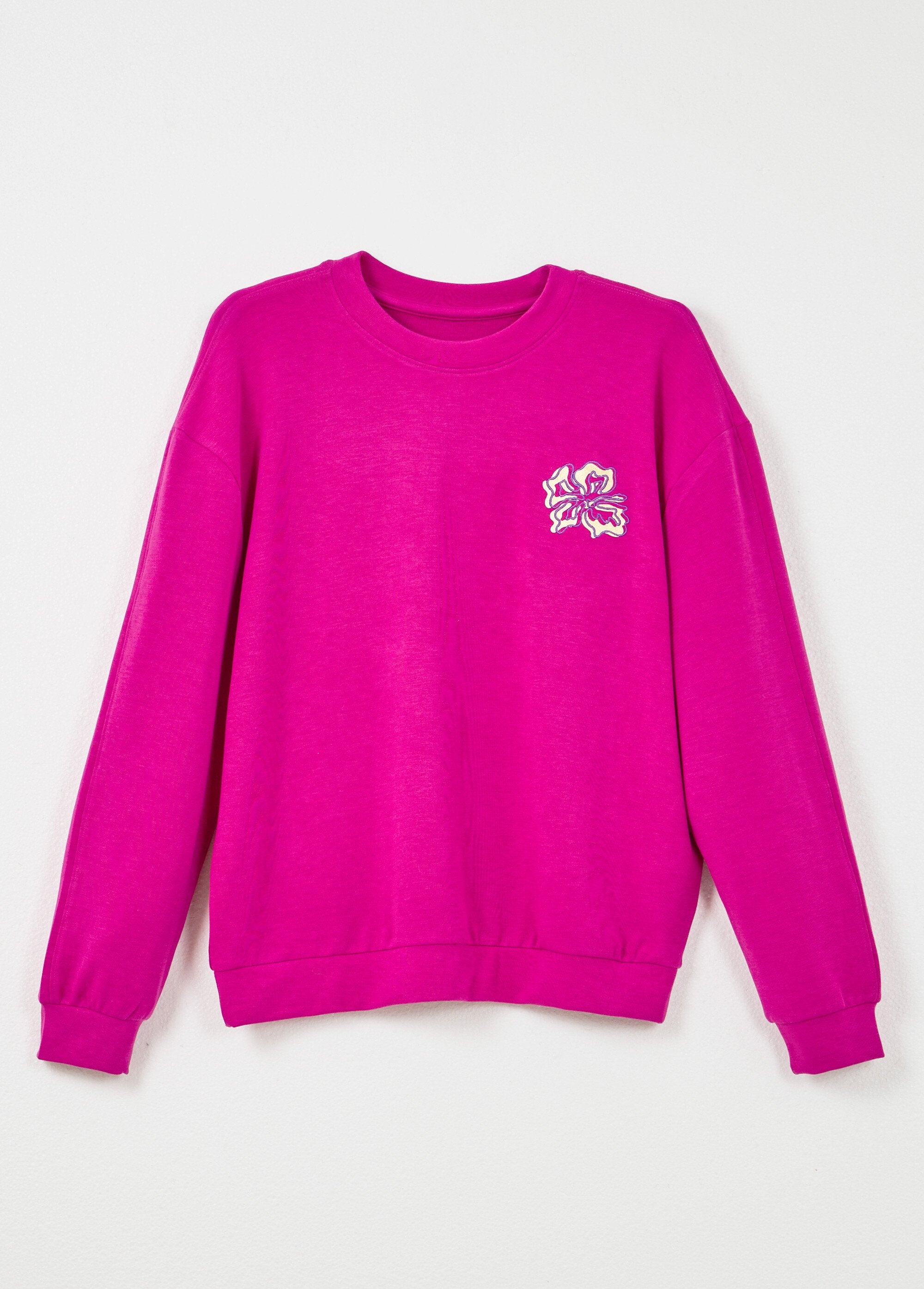 Embroidered_fleece_box_volume_sweatshirt_with_shiny_detail_Cassis_AP1_slim