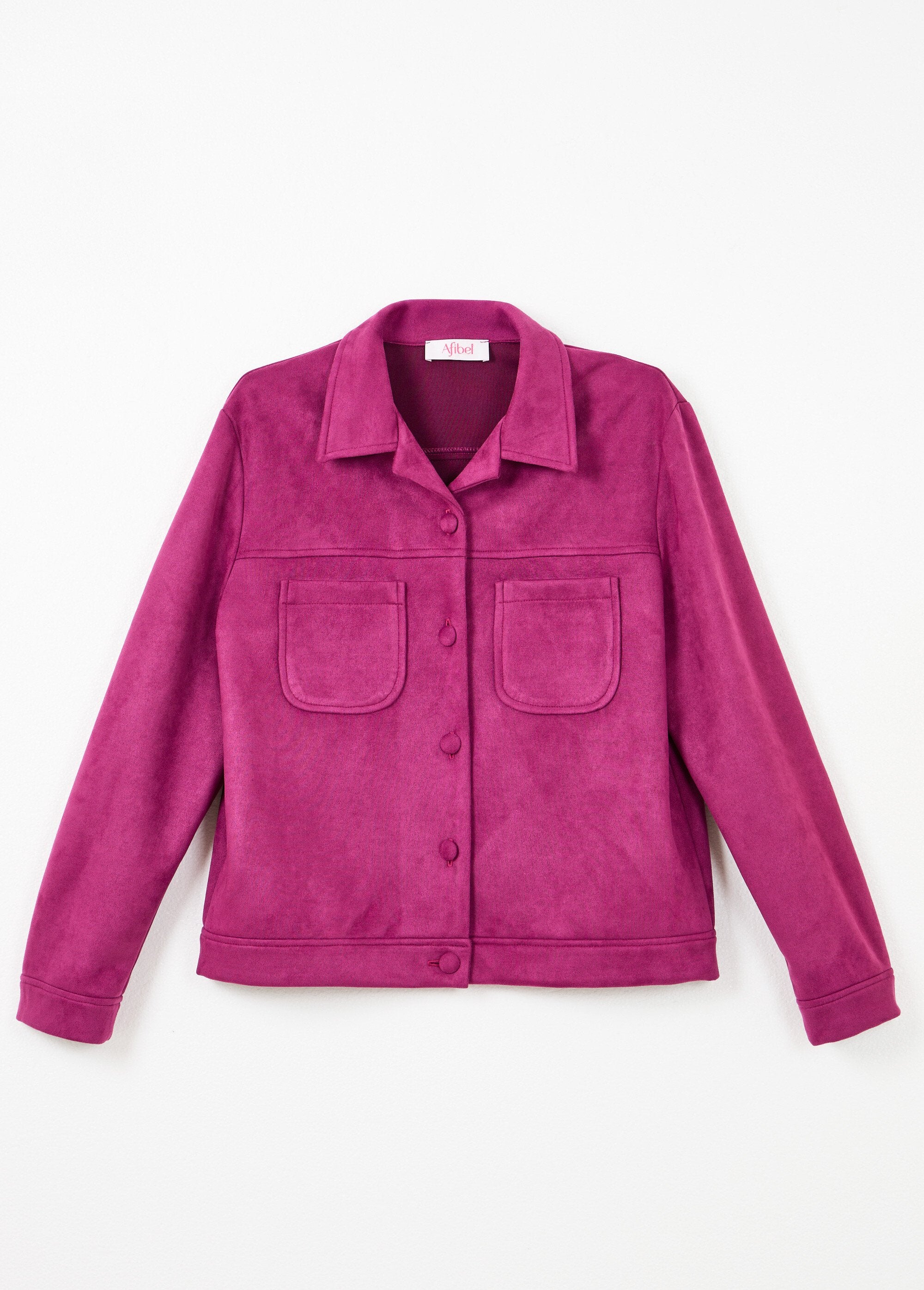 Blouson_boutonné_tissu_suédé_col_cranté_Cassis_AP1_slim