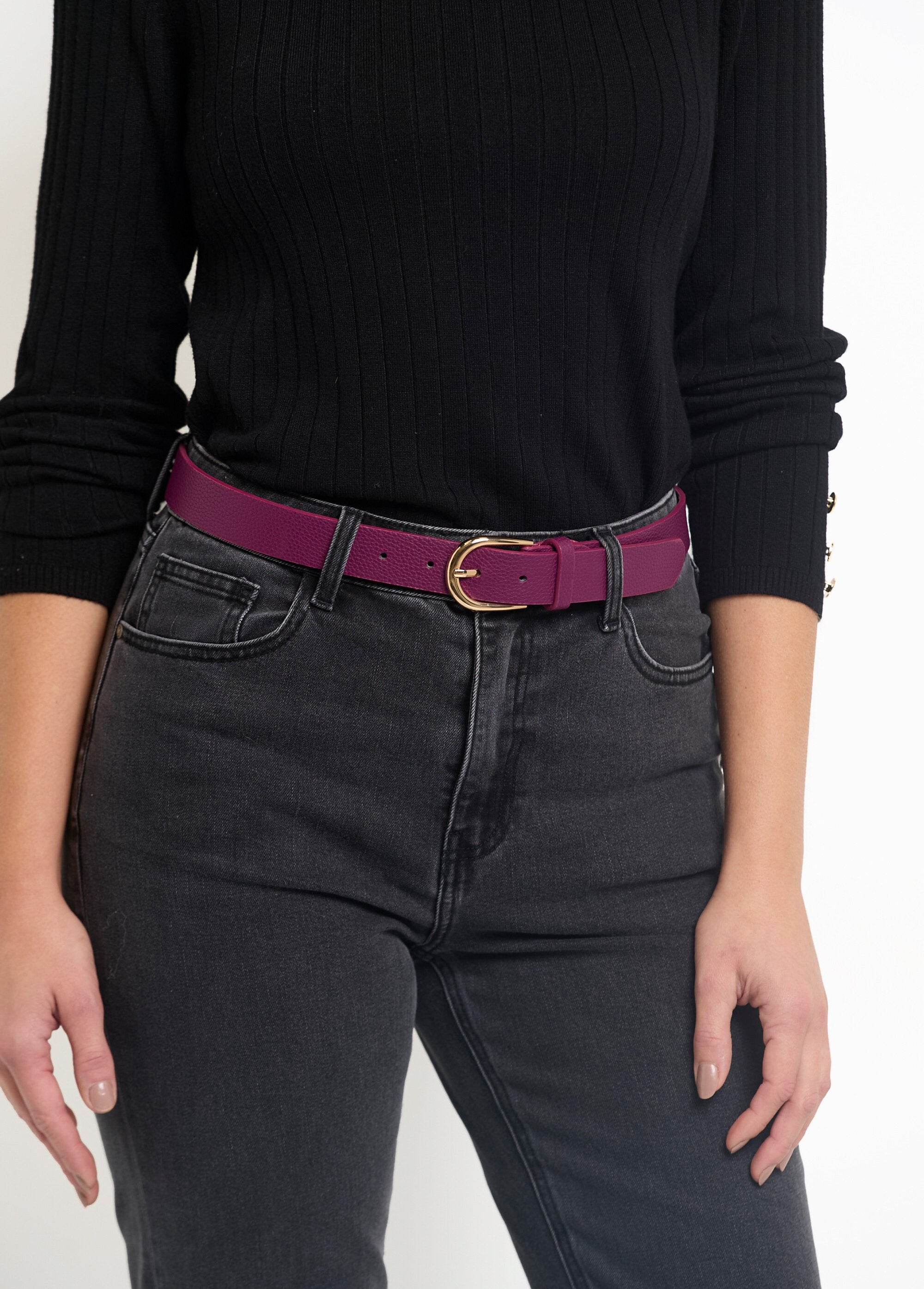 Ceinture_imitation_cuir_boucle_métal_Prune_FA1_slim