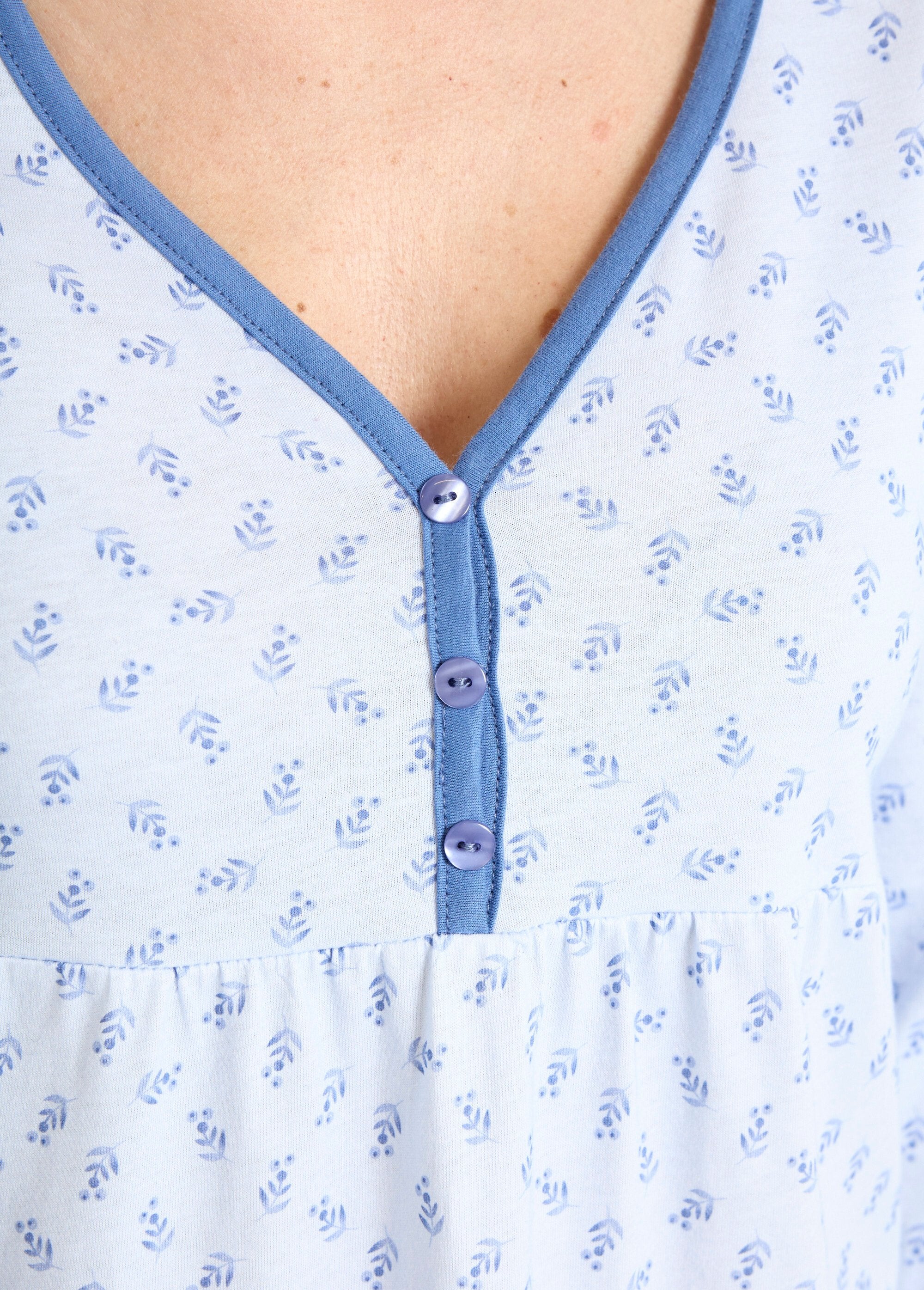 Chemise_de_nuit_longue_manches_3/4_coton_imprimé_Bleu_DE2_slim