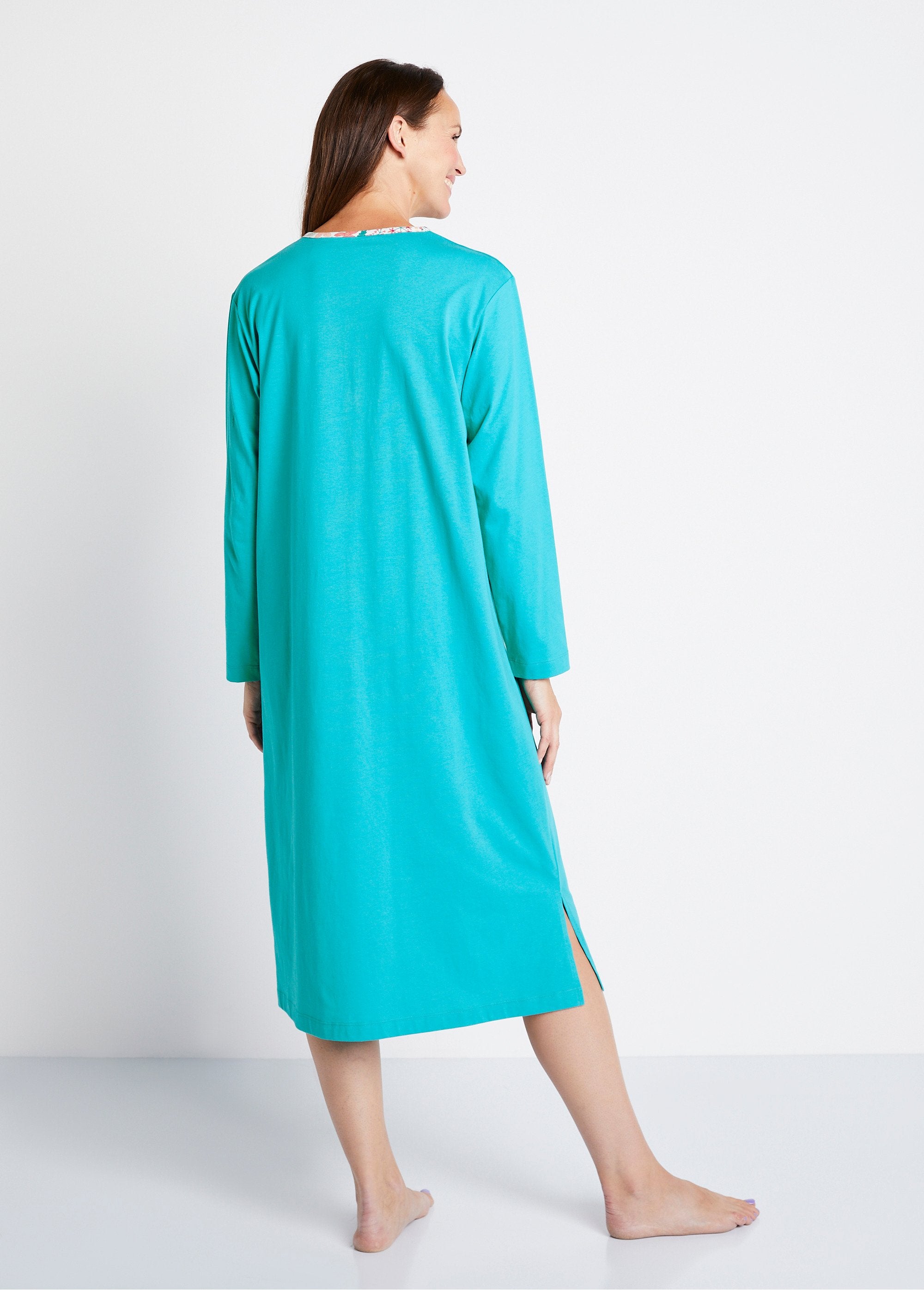 Chemise_de_nuit_mi-longue_manches_longues_Vert_canard_DO1_slim