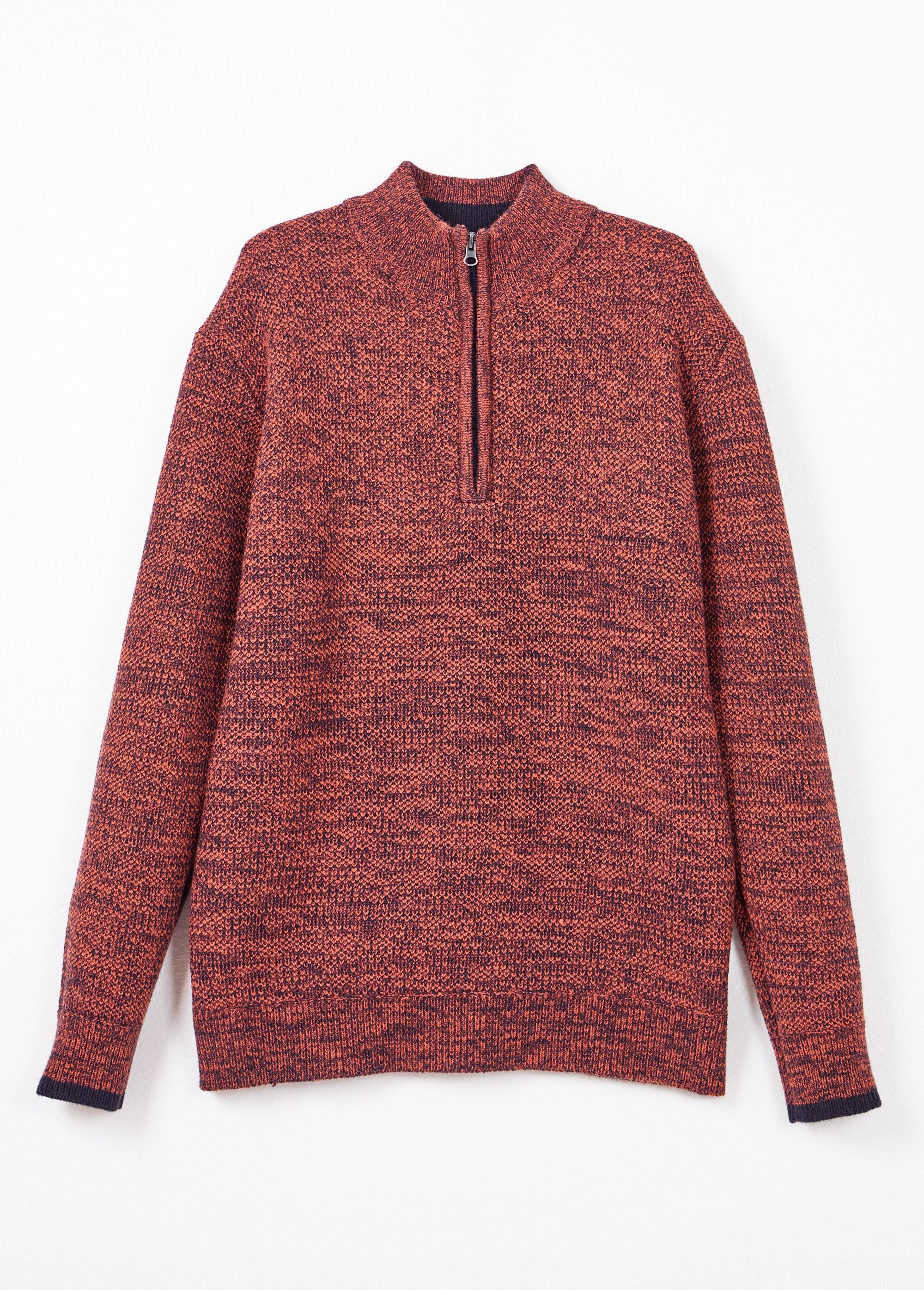 Pull_col_montant_zippé_maille_chinée_laine_Brique_AP1_slim