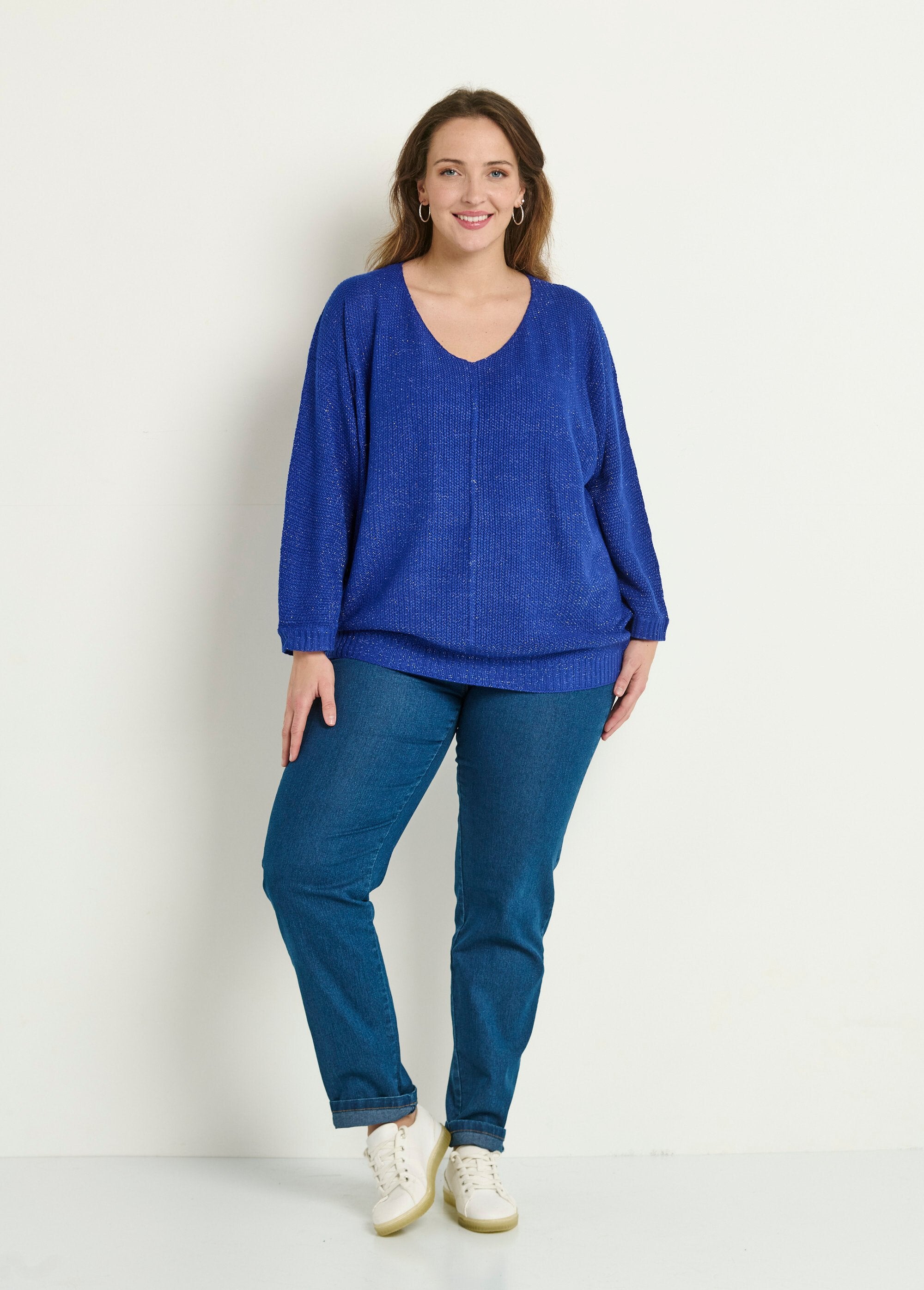 Pull_col_V_maille_fantaisie_métallisée_Bleu_SF1_curvy