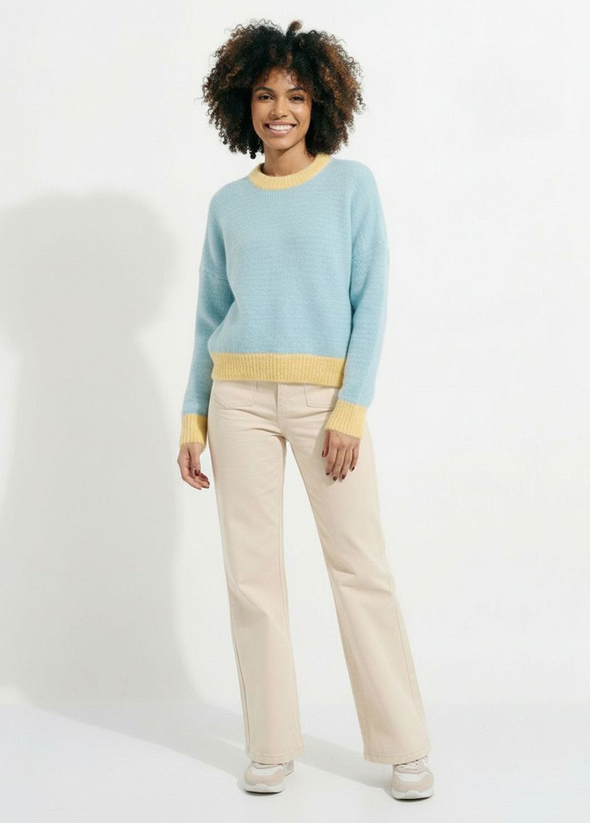Pull_duveteux_rayé_pastel_forme_loose_Vert_et_jaune_SF1_slim