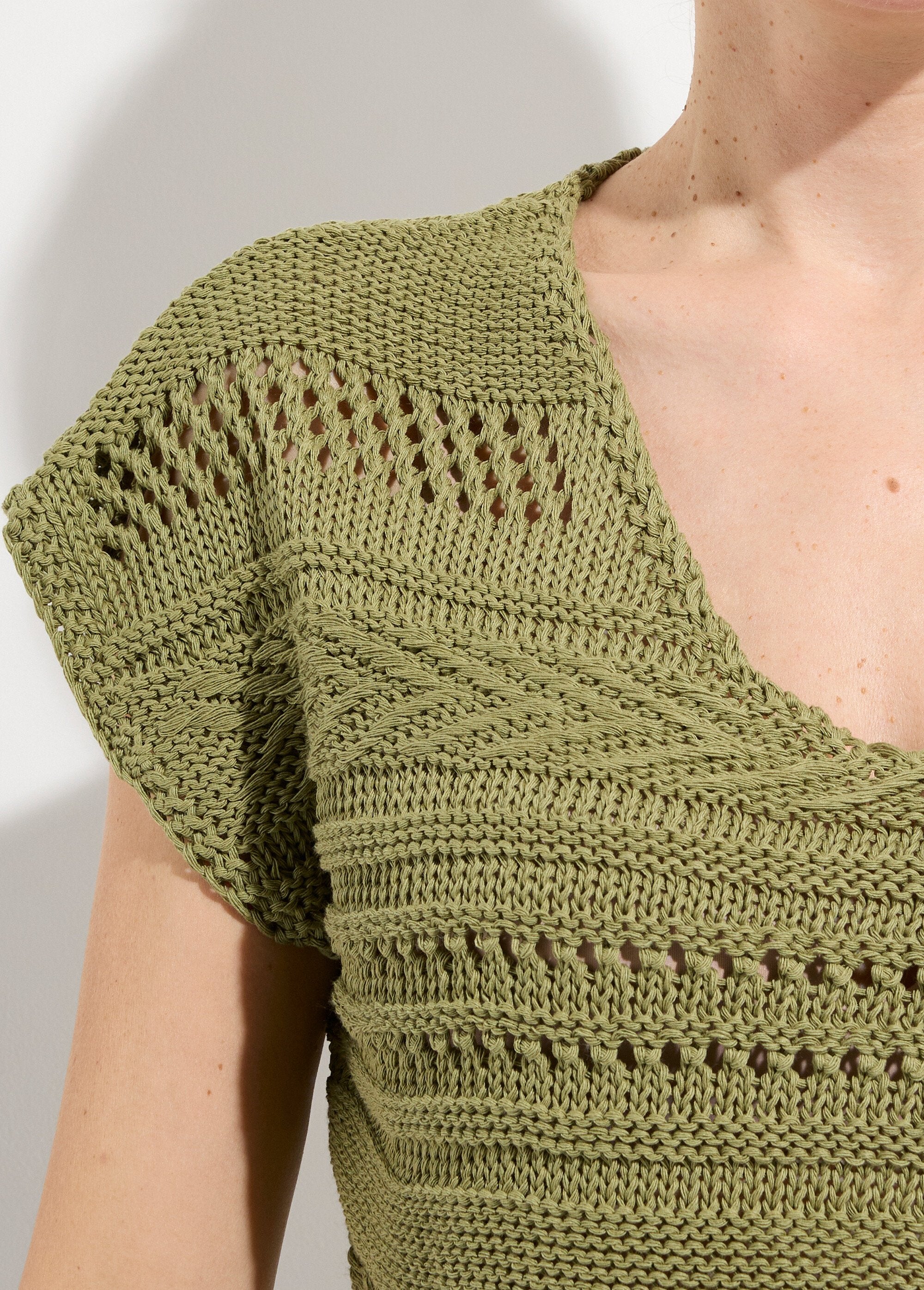 Chunky_knit_short-sleeved_jumper_Khaki_DE1_slim