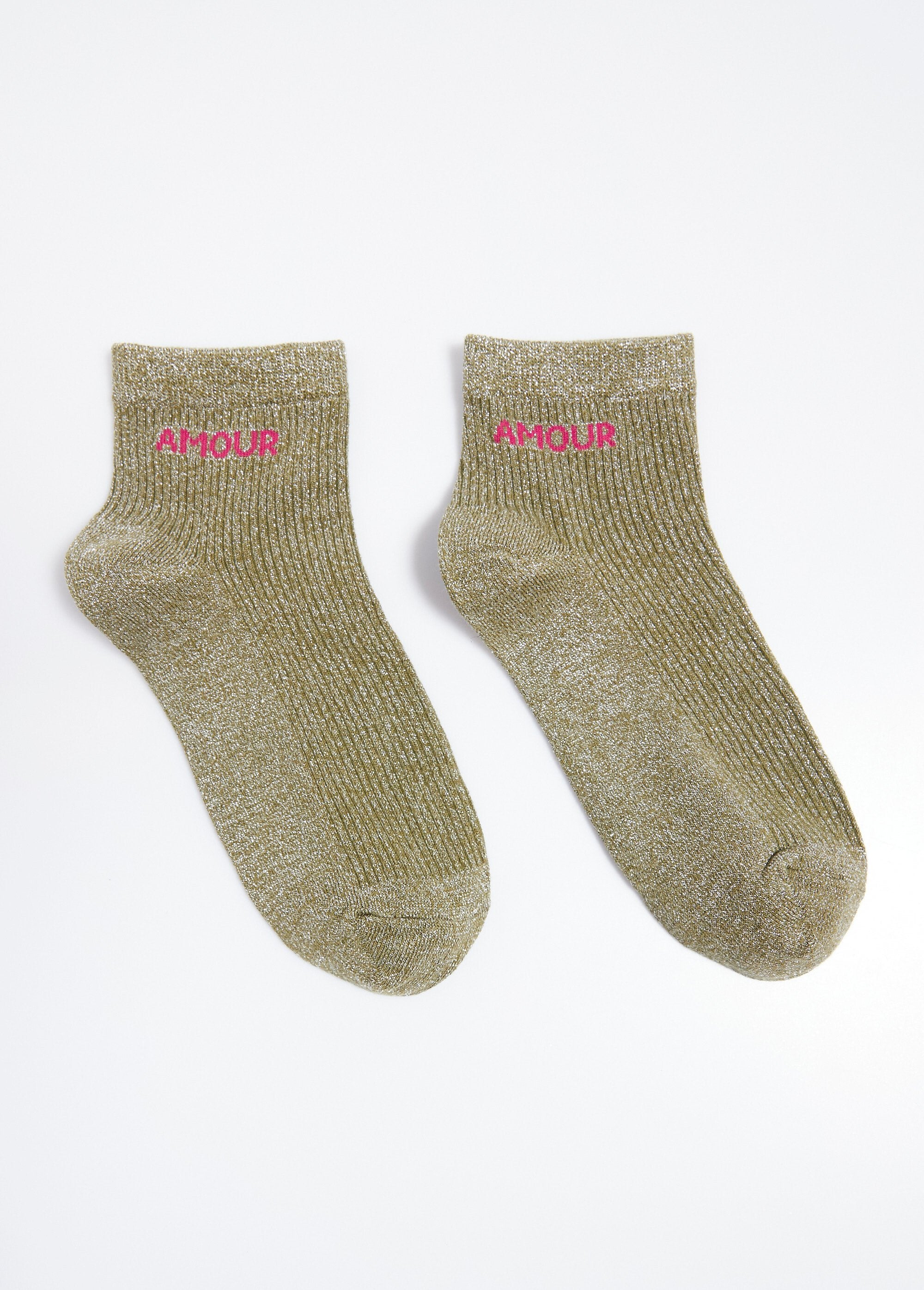 Metallic_thread_socks,_LOVE_message_Khaki_FA1_slim
