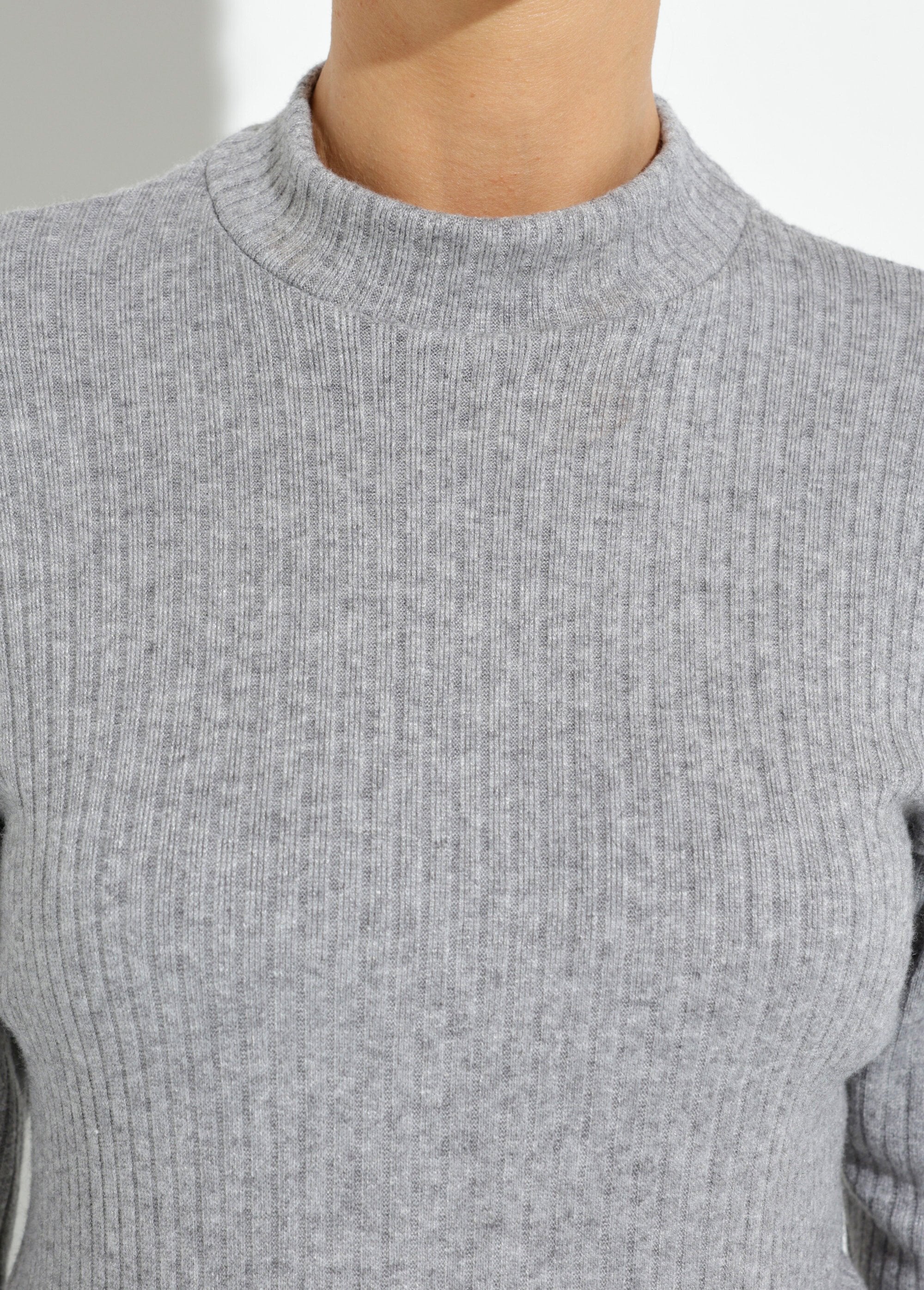 T-shirt_col_montant_maille_côtelée_manches_longues_Gris_chine_DE1_slim
