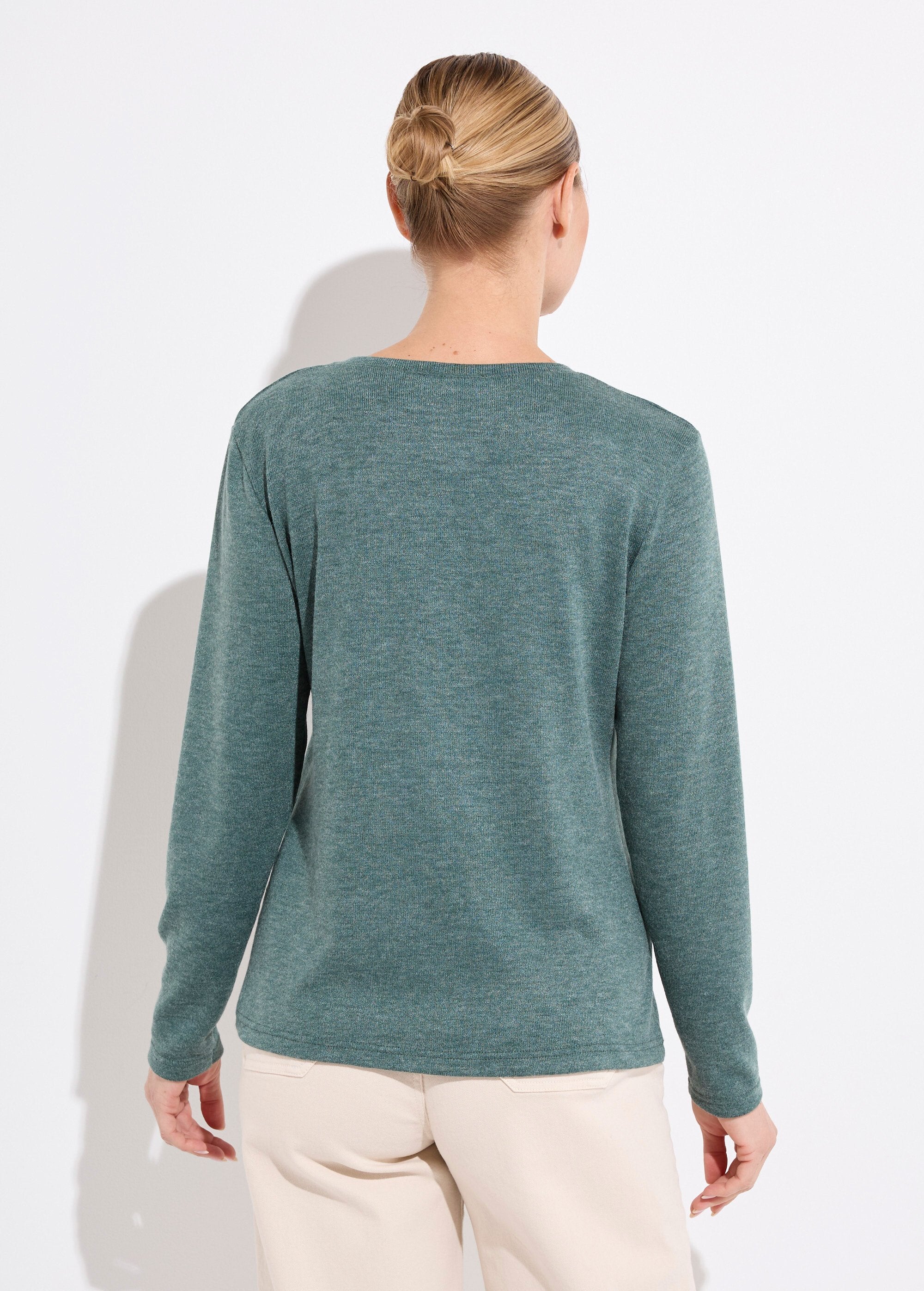 T-shirt_col_rond_uni_brodé_manches_longues_Vert_DO1_slim
