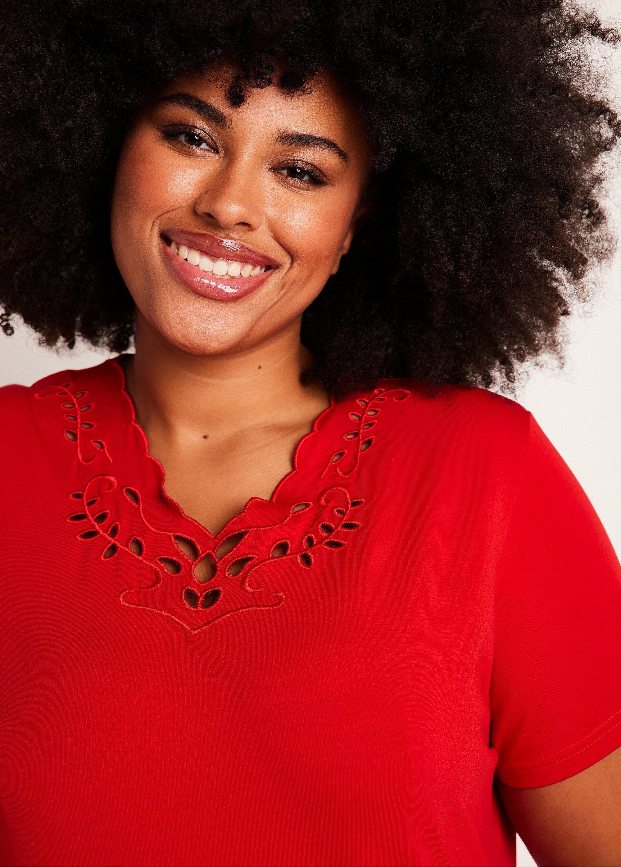 Embroidered_openwork_V-neck_T-shirt_Red_DE1_curvy