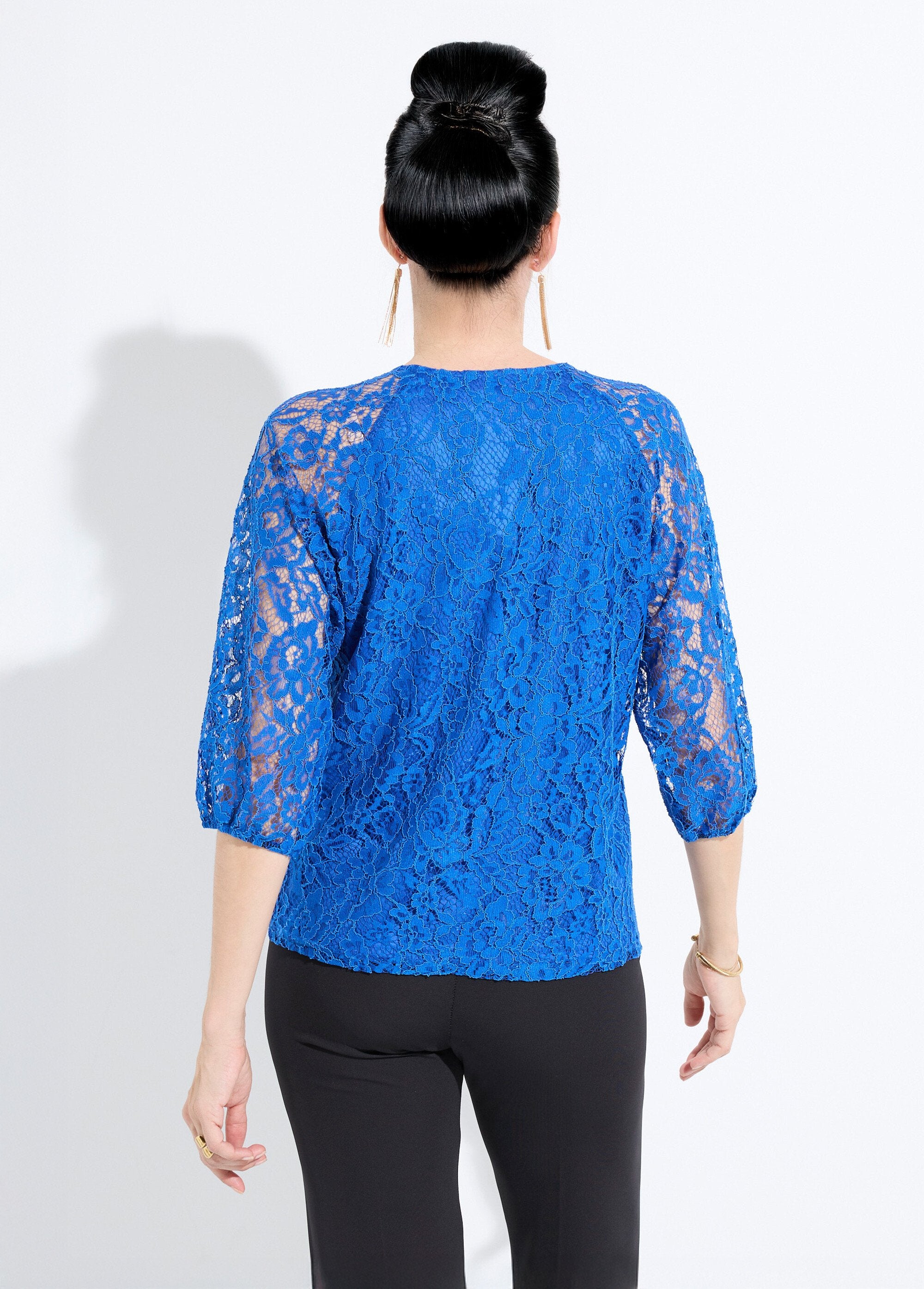 T-shirt_dentelle_col_rond_manches_3/4_raglan_Bleu_dur_DO1_slim