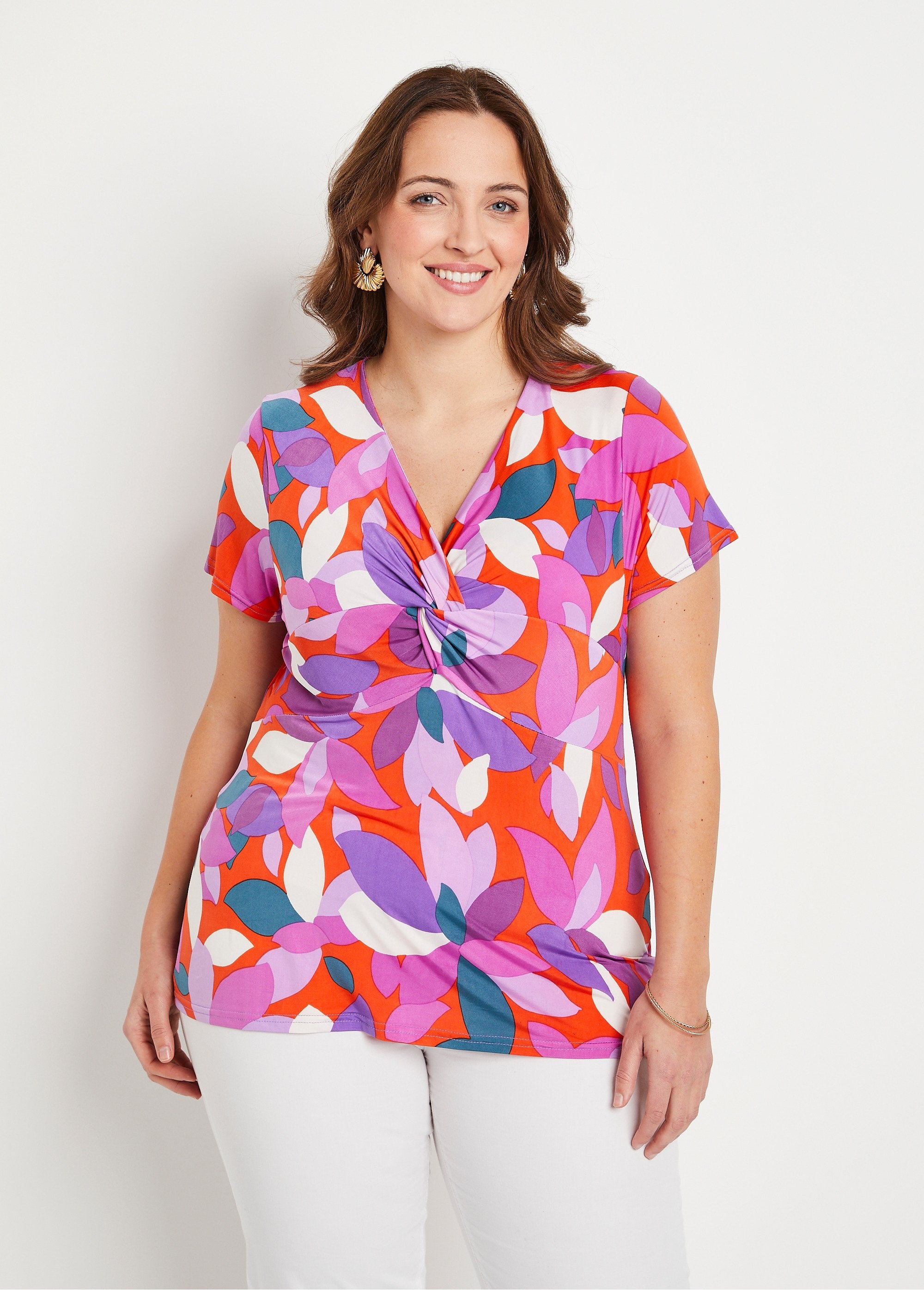 Long_flared_draped_printed_t-shirt_Orange_and_purple_FA1_curvy