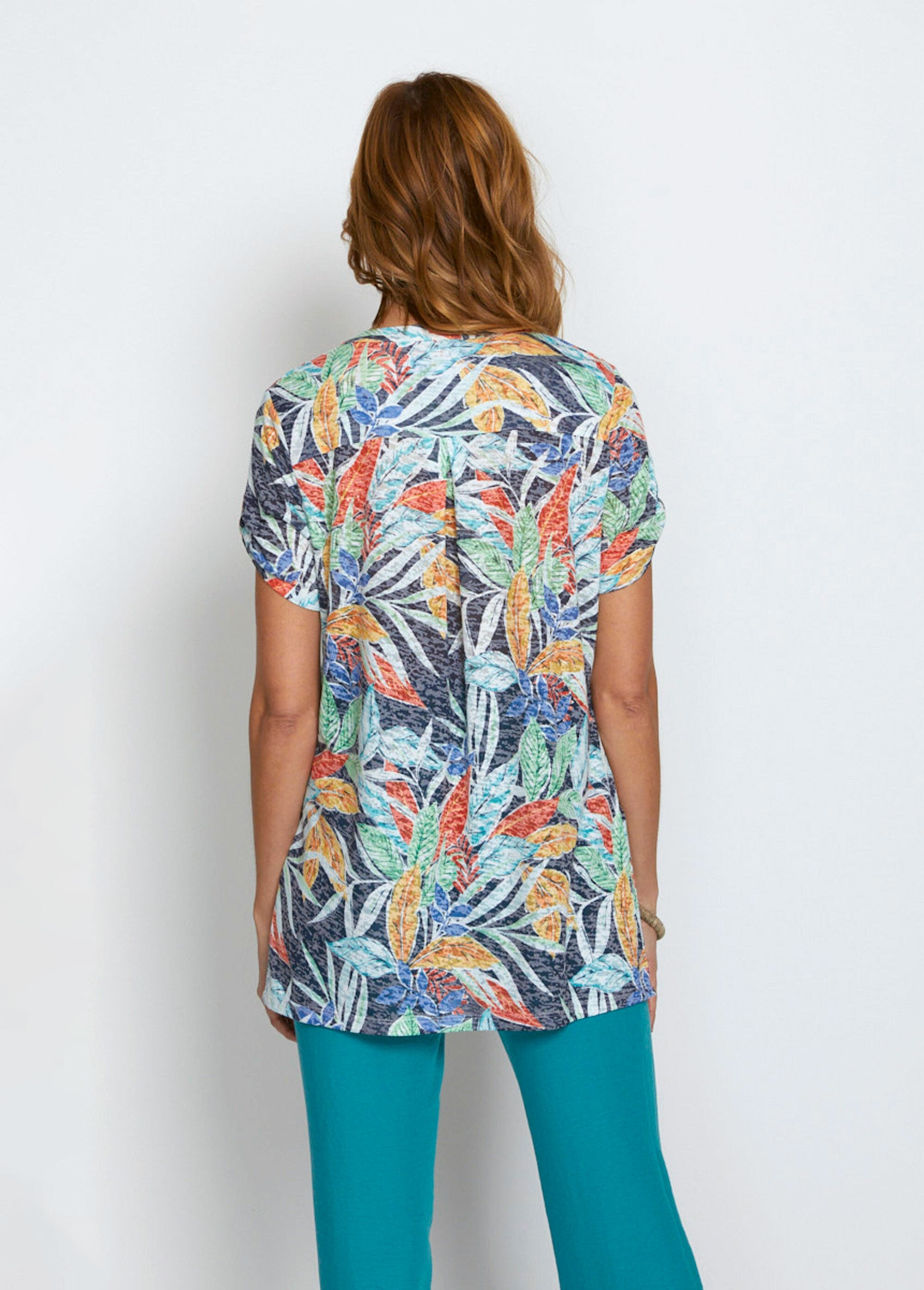 Tee-shirt_ample_long_maille_dévorée_Marine_et_tomette_DO1_slim