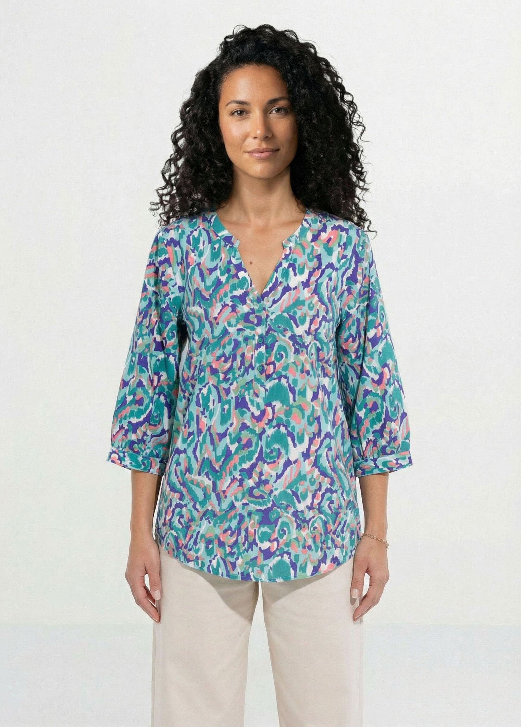 Tunique_ample_longue_imprimée_manches_3/4_Imprime_vert_FA1_slim