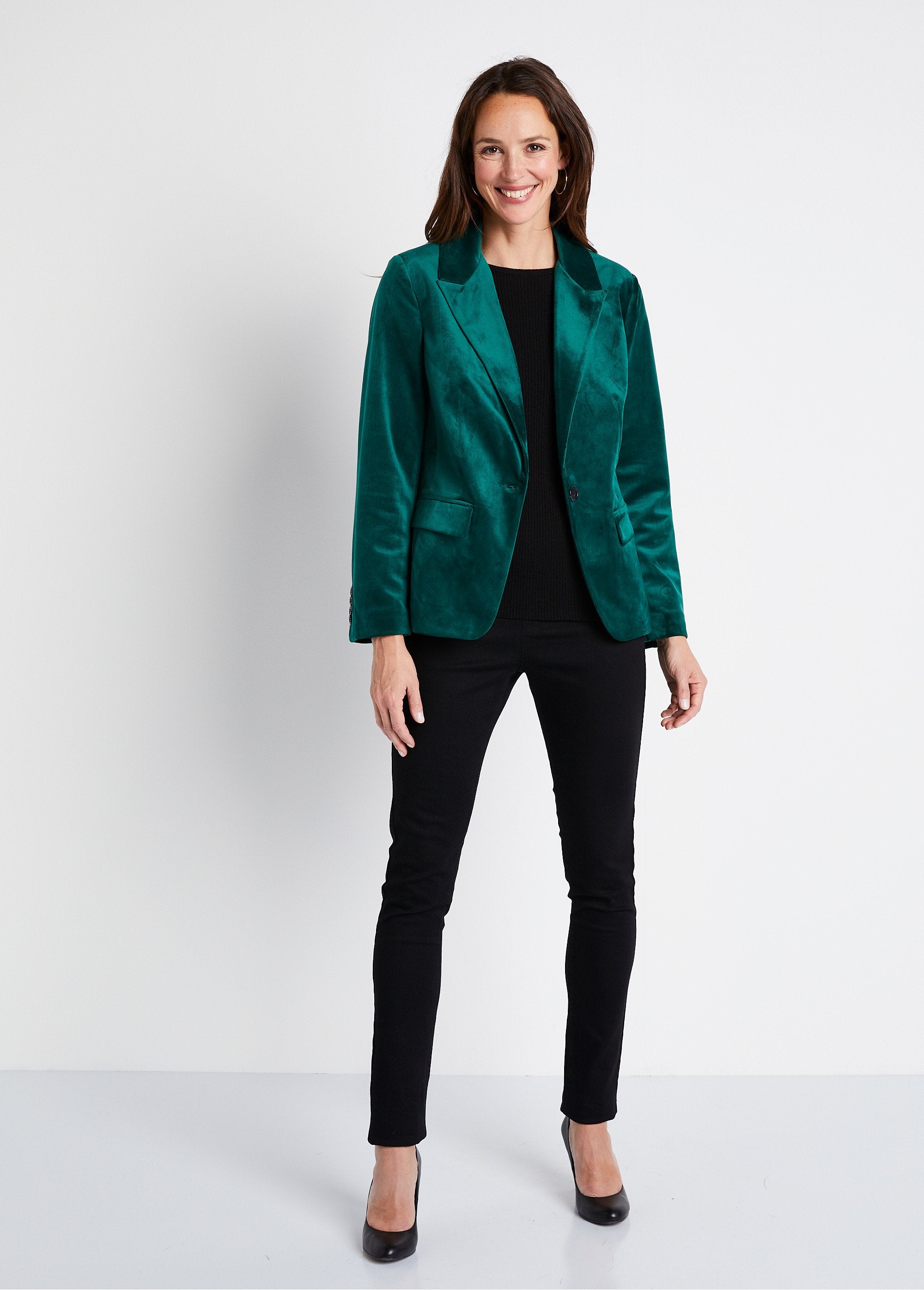 Straight_plain_velvet_blazer_jacket_with_tailored_collar_Green_SF1_slim