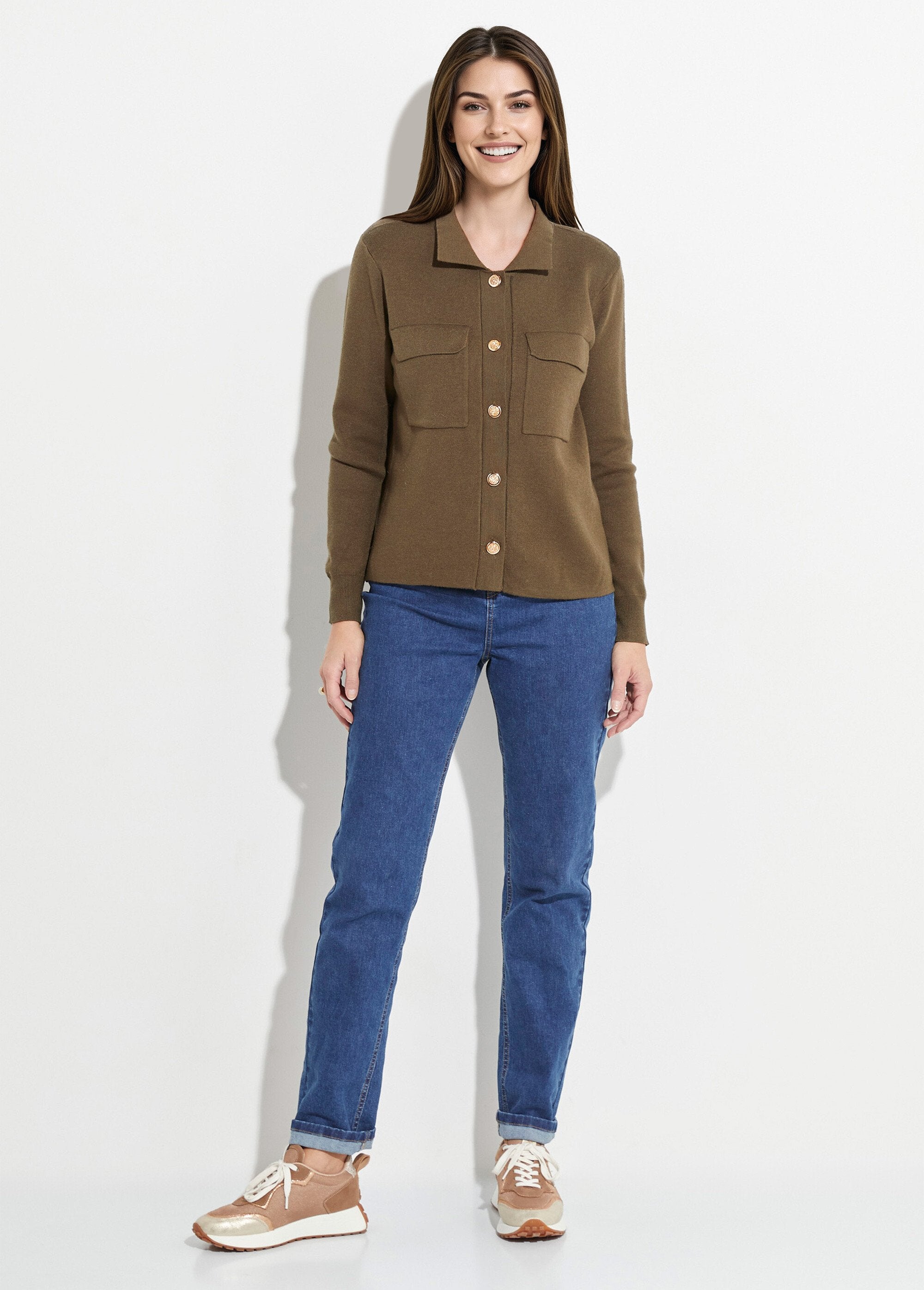 Jacquard_knit_jacket_with_metal_buttons_Khaki_SF1_slim